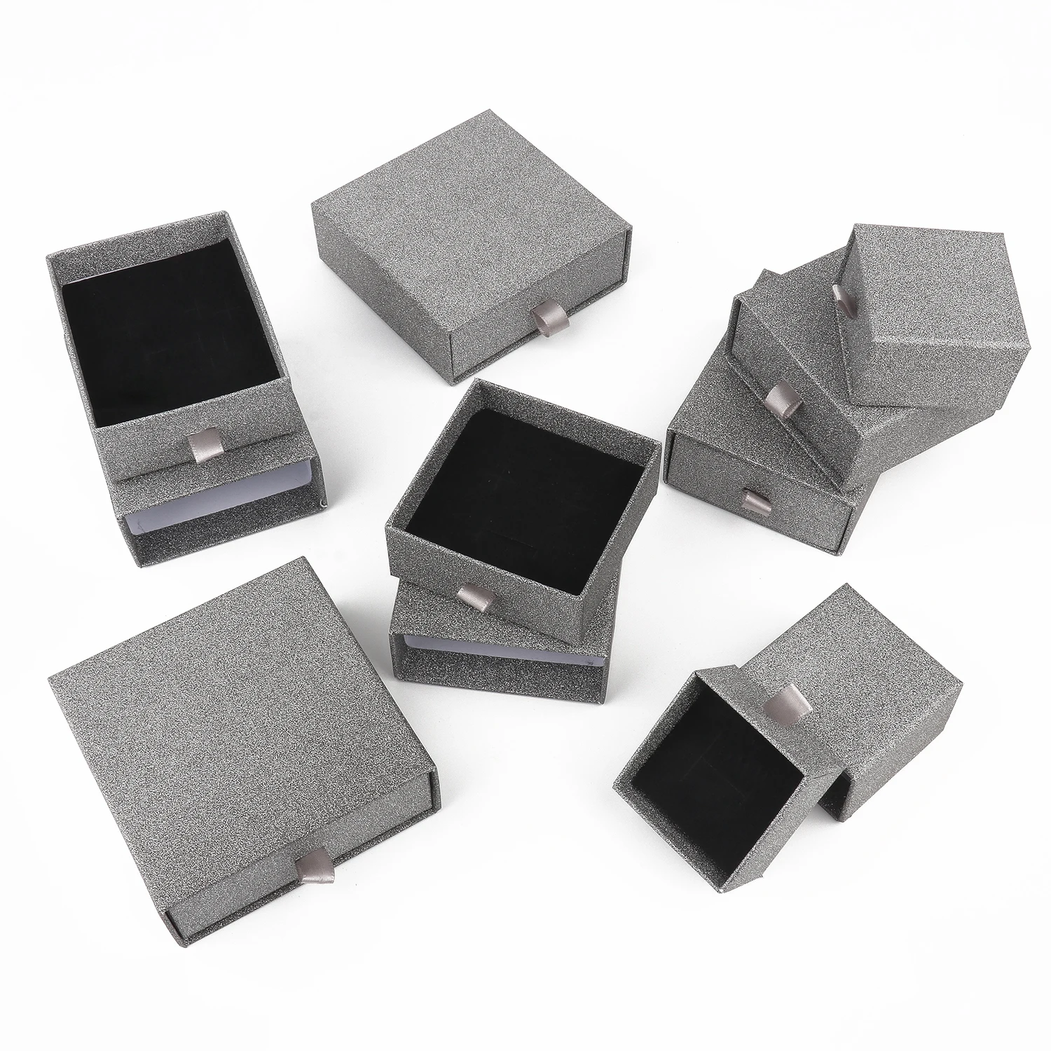 Shiny Silver Kraft Paper Jewelry Box Set