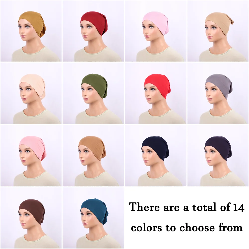 RIMAIRE Cotton Inner Hijab Basic Hat Style Hijabs for Women Elastic and Comfortable Pure Color Turban Breathable Headscarf