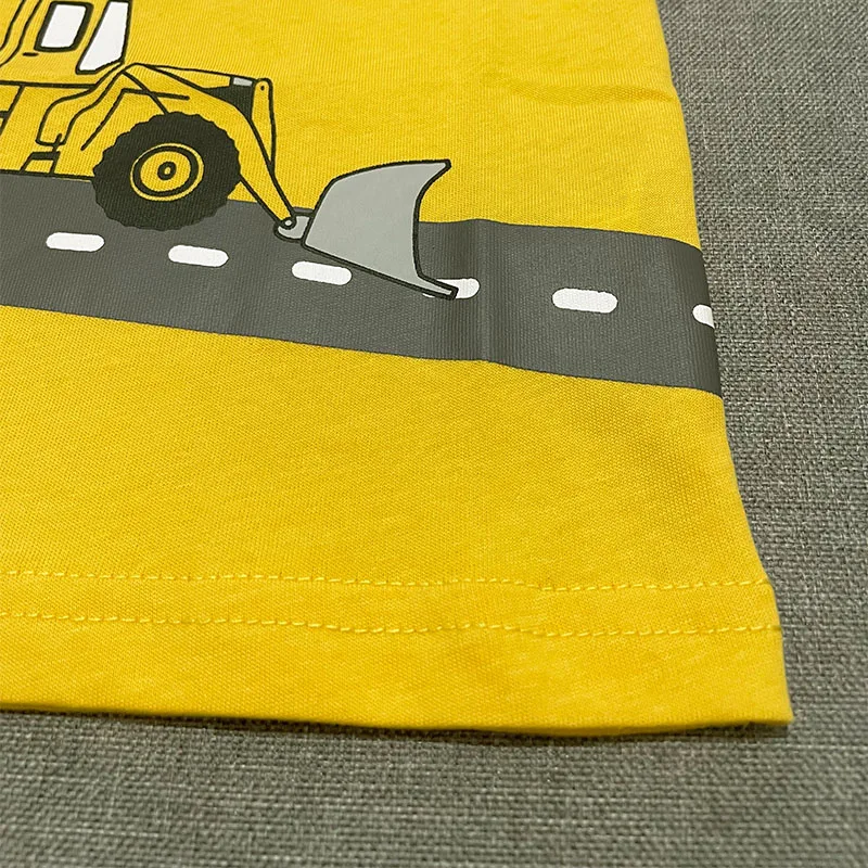 TUONXYE Summer Boys T-shirt Cartoon Excavator Casual Cotton Knitted Breathable Soft Short Sleeve Top Baby Clothes