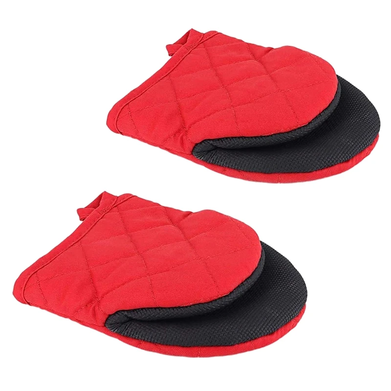 Oven Mitts, Heat Resistant Silicone Kitchen Mini Oven Mitts,Baking Grilling Barbecue Microwave Machine Washable