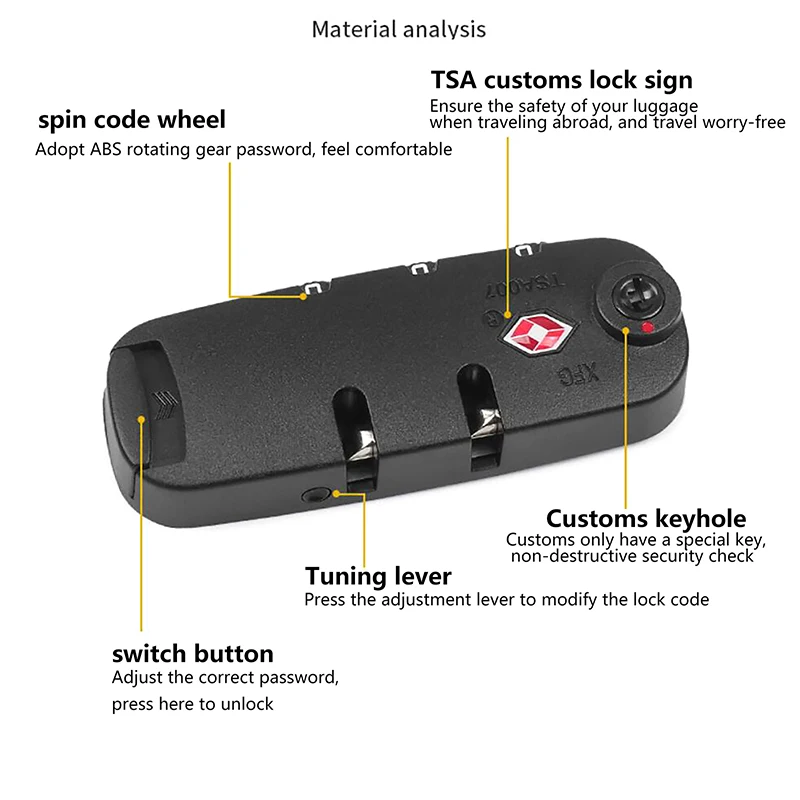Защитный фиксированный замок для шкафа, шкафа, для TSA, 3-значный пароль, Комбинированная Дорожная сумка, чемодан, аксессуары для багажа