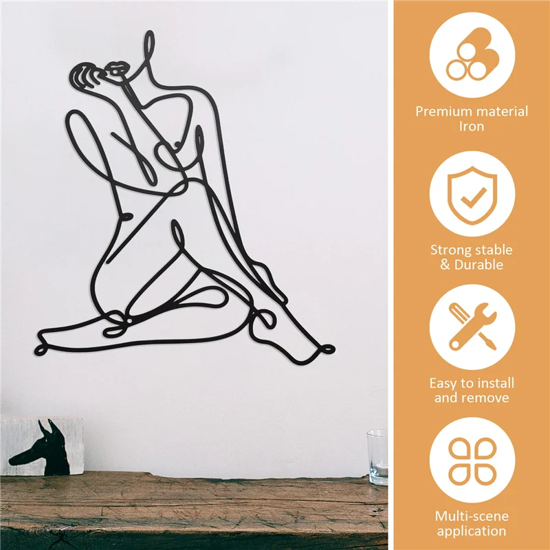 Minimalist Female Body Wire Art Decor Abstract Metal Woman Shape Wall Decor Wall Art Decor Metal Female Wall Decor