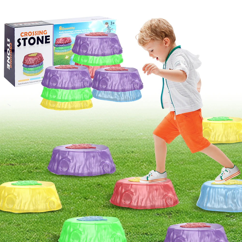 Rainbow Sensory Balance Board Toys Non-slip Stackable Toddler Balance Stones Children's Light-up Sensory Stepping Stones