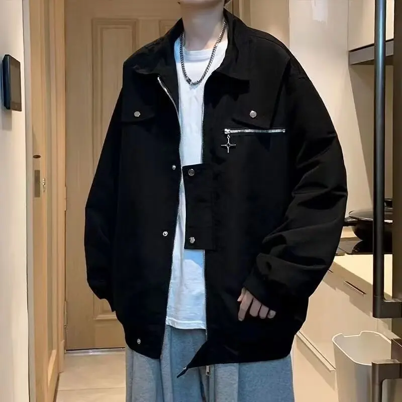 

Loose Men's Workwear Jaet American Vibe Spring Autumn Pilot Coat Couple's Faion Brand Youth ular Long Sve Zipper