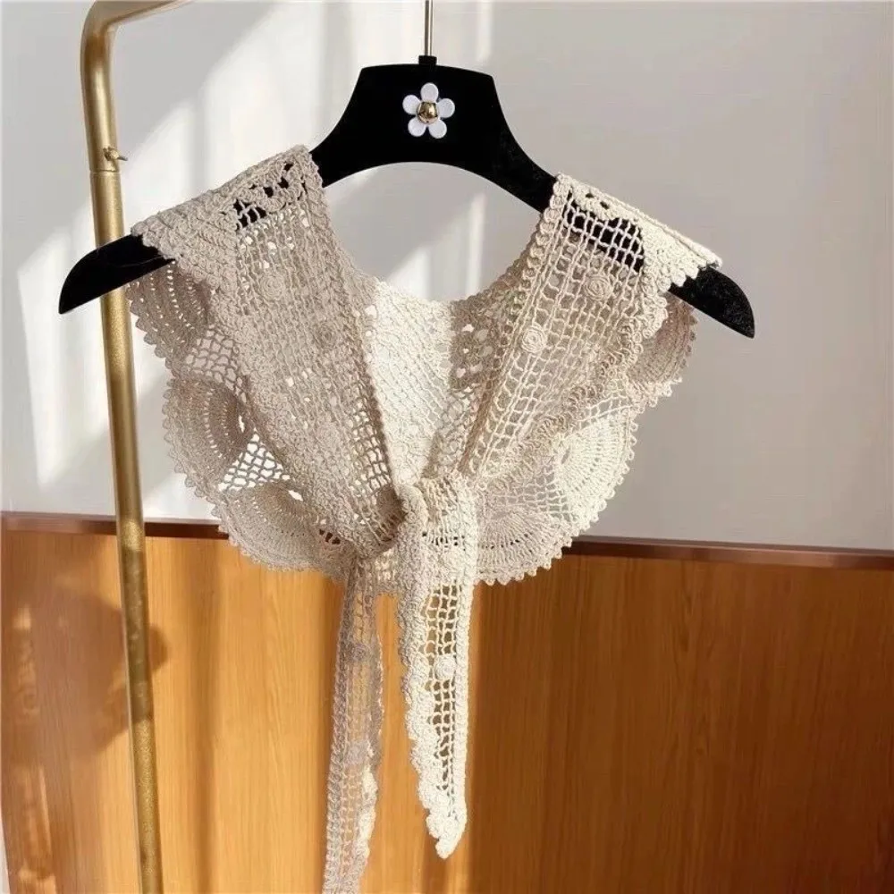

New Detachable Fake Collar Lace Trim Hollow Knitted False Collar Adjustable Crochet Decorative Collar Clothing Accessories