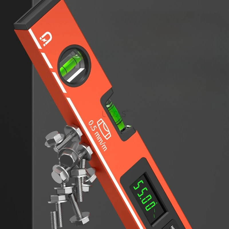 LED Display Digital Protractor 0-90° Range High Precision Angle Finder Anti Slip 40cm Length Magnetic Level Measuring Ruler