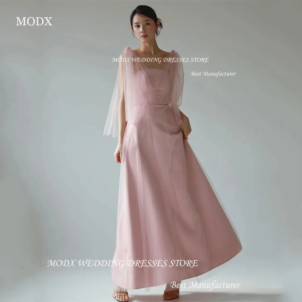 

MODX Fairy Pink A Line Wedding Dress Korea Photography Soft Tulle Satin Bridal Gown Ankle Length Bridal Dresses 2025