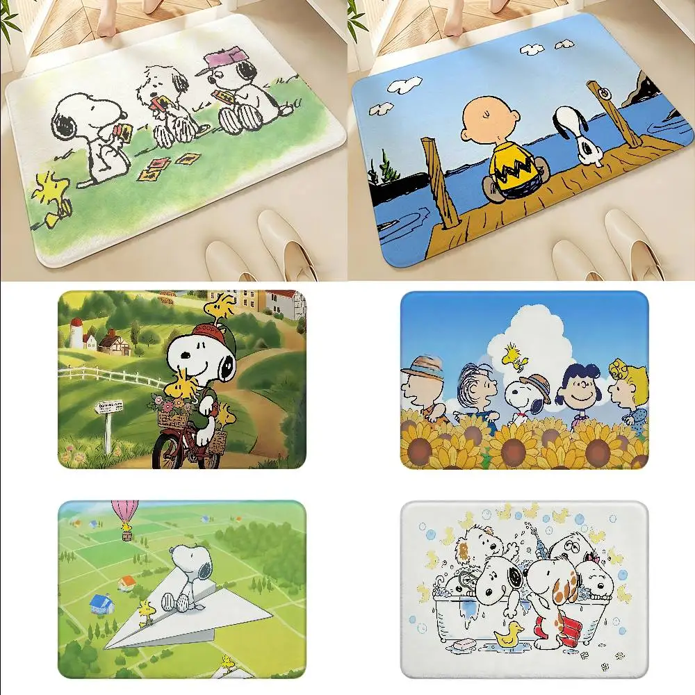 Cute S-Snoopys Floor Mats Home Laundry Rug Carpet For Living Room Decor Lounge Area Anti-slip Foot Mat Entrance Doormat