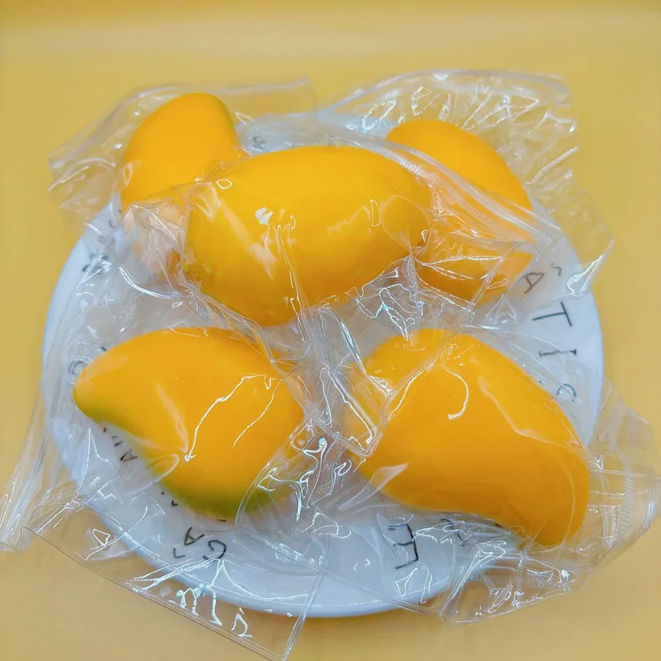 1W-8cm Handmade Crispy Mango Stress Ball Fidget Toy Crunchy Squeeze Ball Round Blocks Filled ASMR Anti Stress Toys for Adults