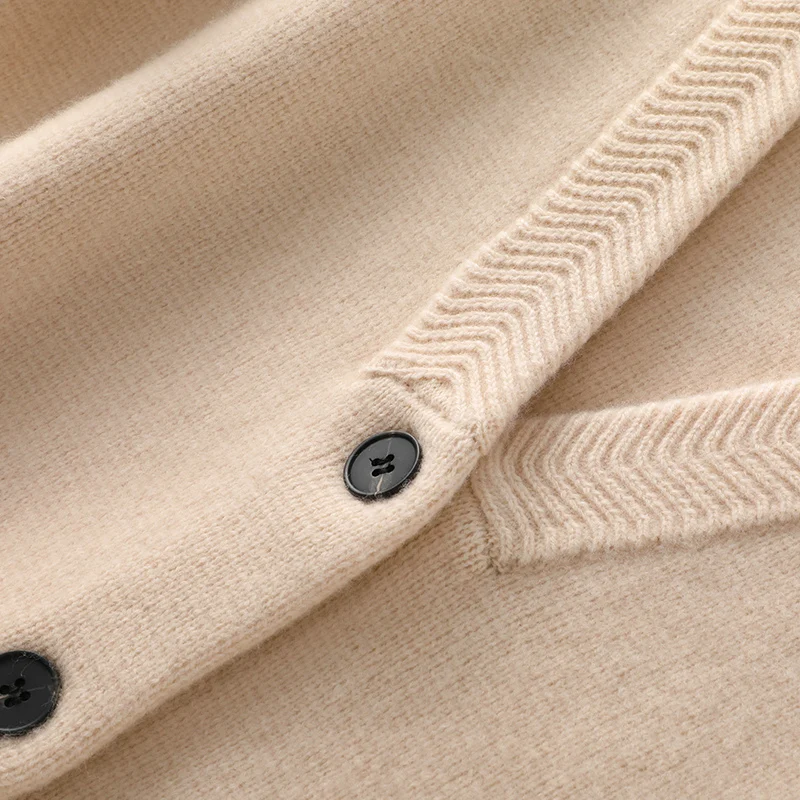 2024 New Women\'s Thick Coat 100% Merino Wool Women\'s Winter Warm Knit V-neck Open Mountain Solid Color Korean Sweater Coat
