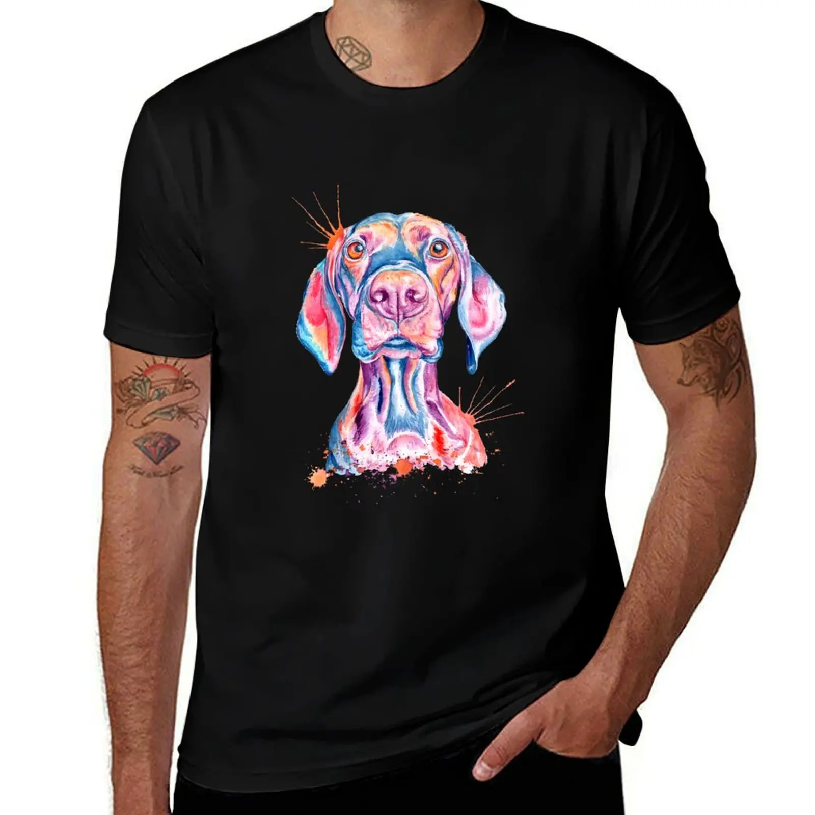 

shirt Serious Art cotton shirts graphic Watercolor man Print T-Shirt men t 100% Vizsla T-Shirt t for tees Hungarian