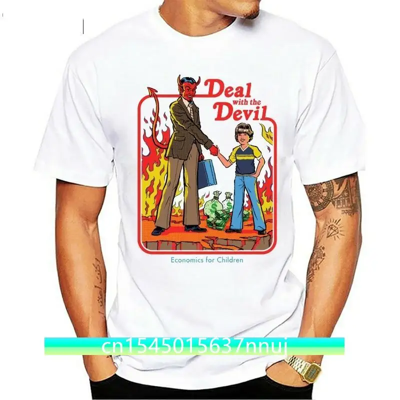 Adult T-shirt Men Deal with the Devil Tshirt Novelty Economic Children Comics Designer T Shirt Demon Satanic Tops & Tees For Men