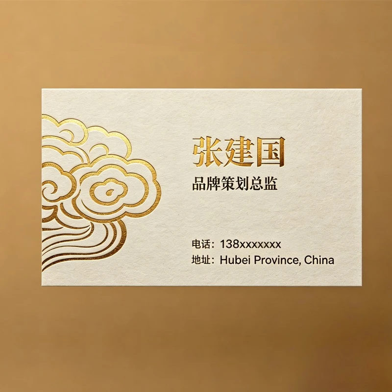 

Custom High-quality 500gsm Cotton Paper White Hot Gold Stamping Business Card Personalized Luxurious Business Card Custom