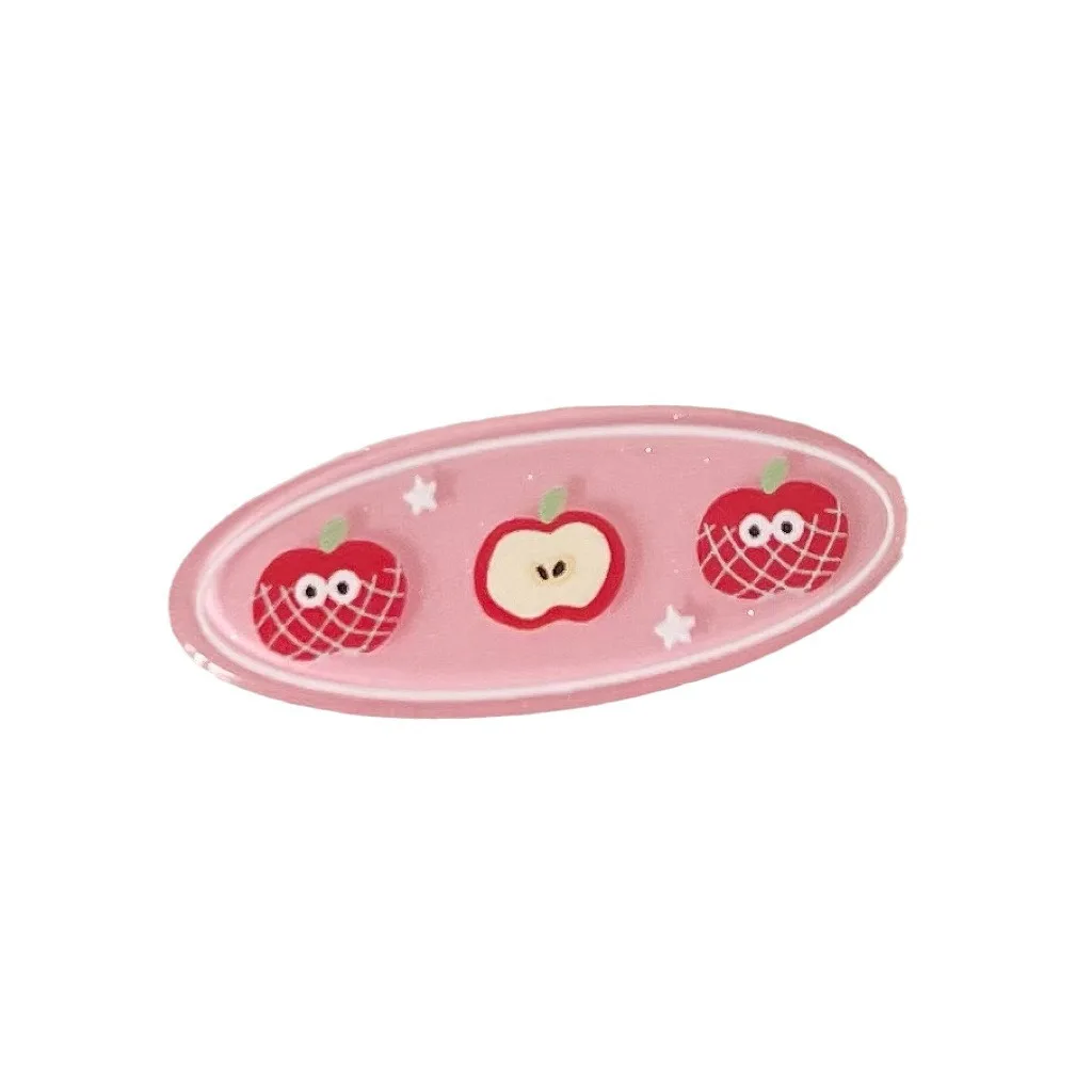 MINISO-Épingle à Cheveux en Forme de Pomme, Cabochons à Dos pio en Acrylique, Matériel Artisanal pour la Fabrication de Bijoux, Breloques, 2 Pièces