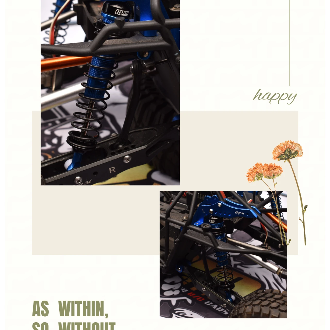 GPM Alu Achterverstelveerdempers LOSI 1/10 Rock Rey Baja Rey Gorgon Mega QUAKE