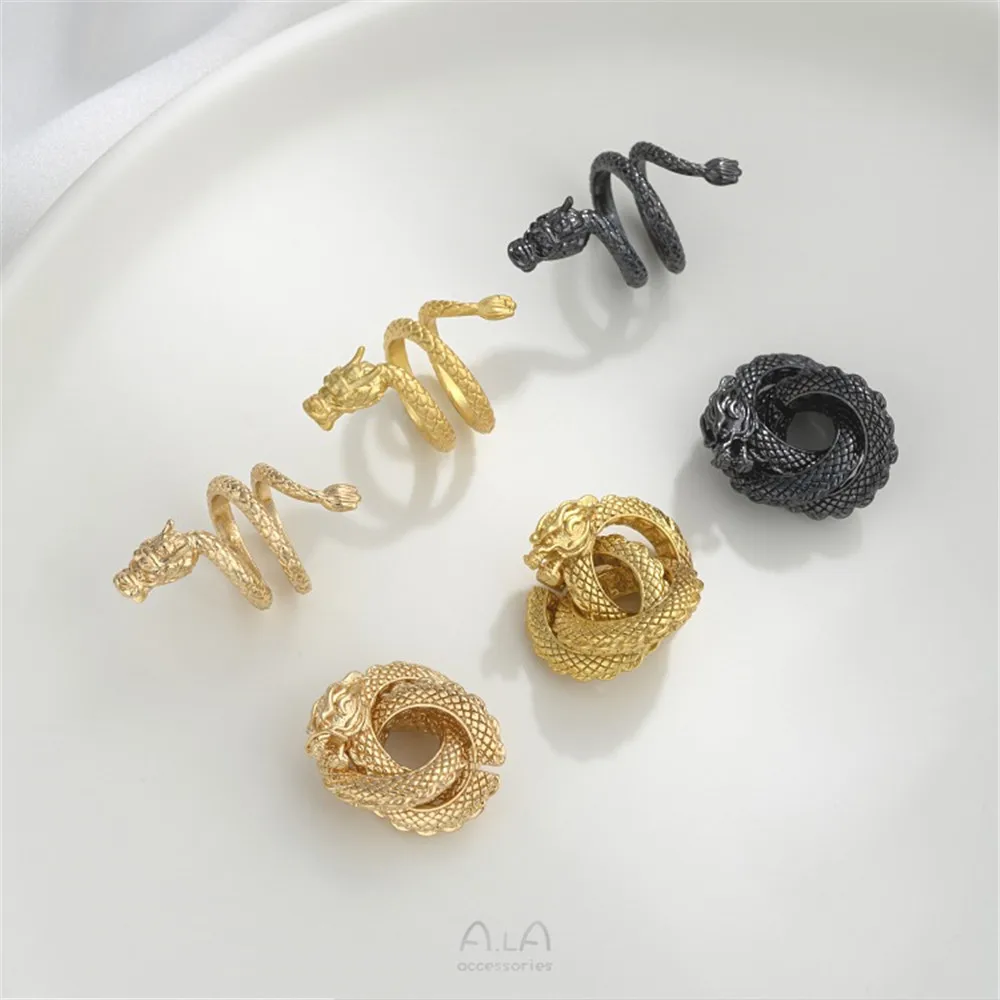 

14K Gold 18K Matte Gold Zodiac Year of The Dragon Ring Beaded Running Ring Diy Beaded Bracelet Accessories