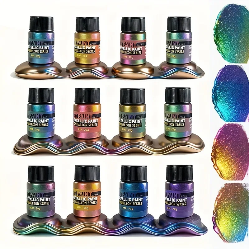 12 Colors Chameleon Color Shift Paint Iridescent Angle Changing Pigment DIY Handcraft Art Drawing Pigment for Artists Creation