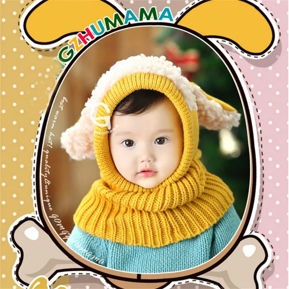 Plush Earflap Ear Protection Cap Baby Winter Hat Knitted Cap Toddler Beanie Warm Hat Hooded Scarf