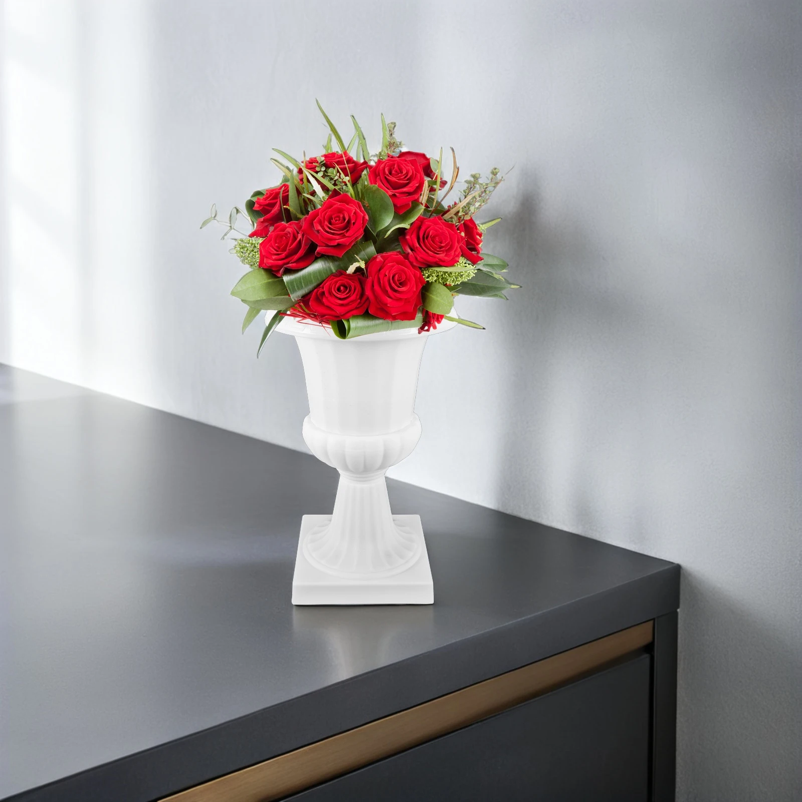 

White Simulated Flower Decorative Roman Column Flowerpot Indoor Planter Pot Wedding Party Home Balcony Stable Base Unique