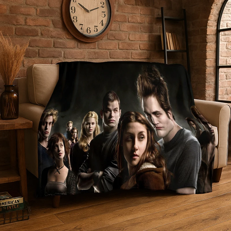 Classic Twilight Saga Edward Bella Flannel Blanket Soft Warm Throw Blanket for Bedroom Living Room Bed Travel Camping Picnic