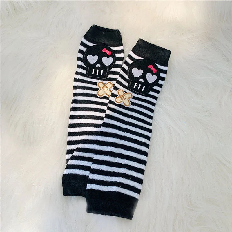 Striped Knitted Gloves Skull Punk Cross Sunscreen Sleeves Pink Cat Hot Girl Girl Y2k Harajuku Socks Cosplay Costume Accessories