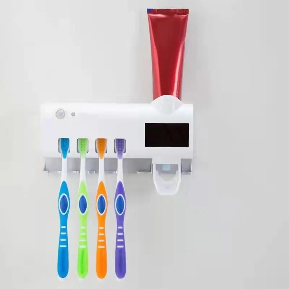 USB Recharge Automatic Toothpaste Dispenser Wall Mount Solar Powered Toothpaste Squeezer No-Drill Installation Touchless