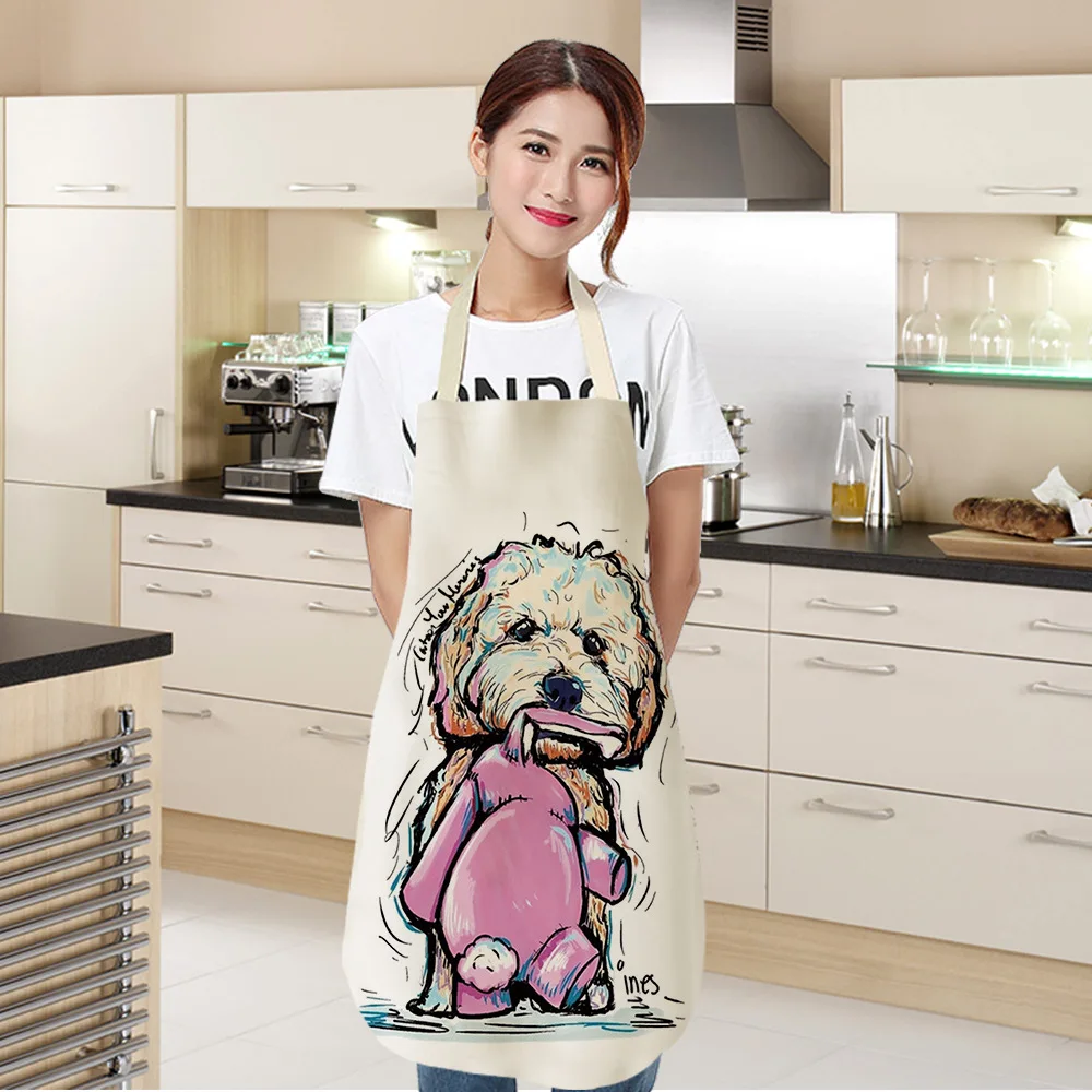 Kitchen household apron Nordic polyester Explosive dog animal series Polyester apron adult overalls Polyester material apron