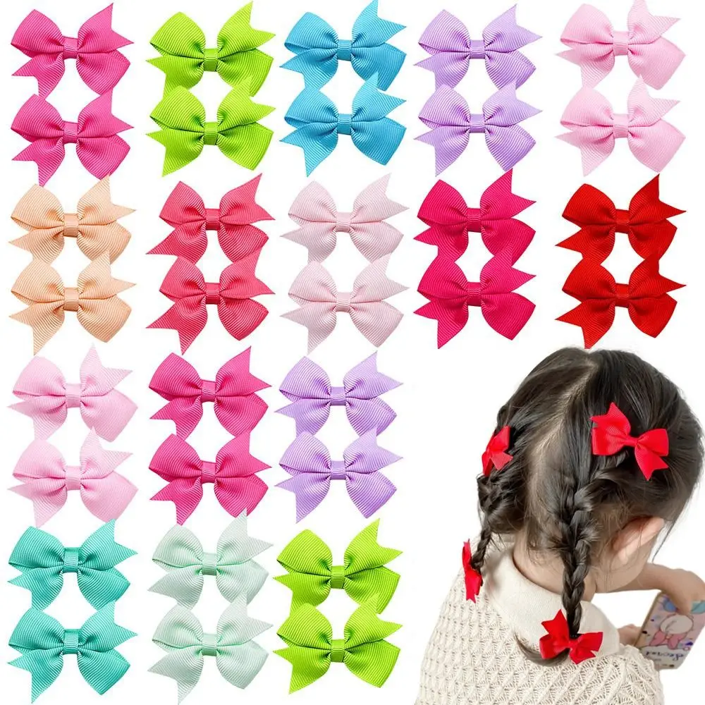 30Pcs Lovely Grosgrain Ribbon Hair Bows Fully Lined Mini Bows Hair Clips Metal Clips Hair Accessories For