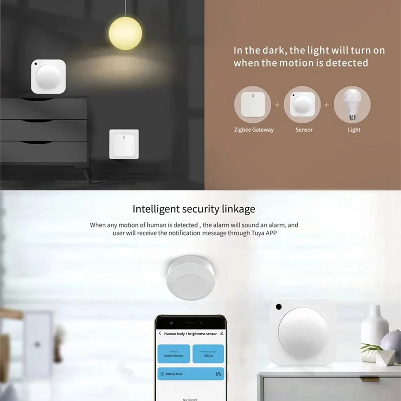 Tuya 2 في 1 الذكية زيجبي PIR محس حركة + سطوع كاشف الأشعة تحت الحمراء السلبية بطارية تعمل بالطاقة جهاز إنذار ضد السرقة دائم