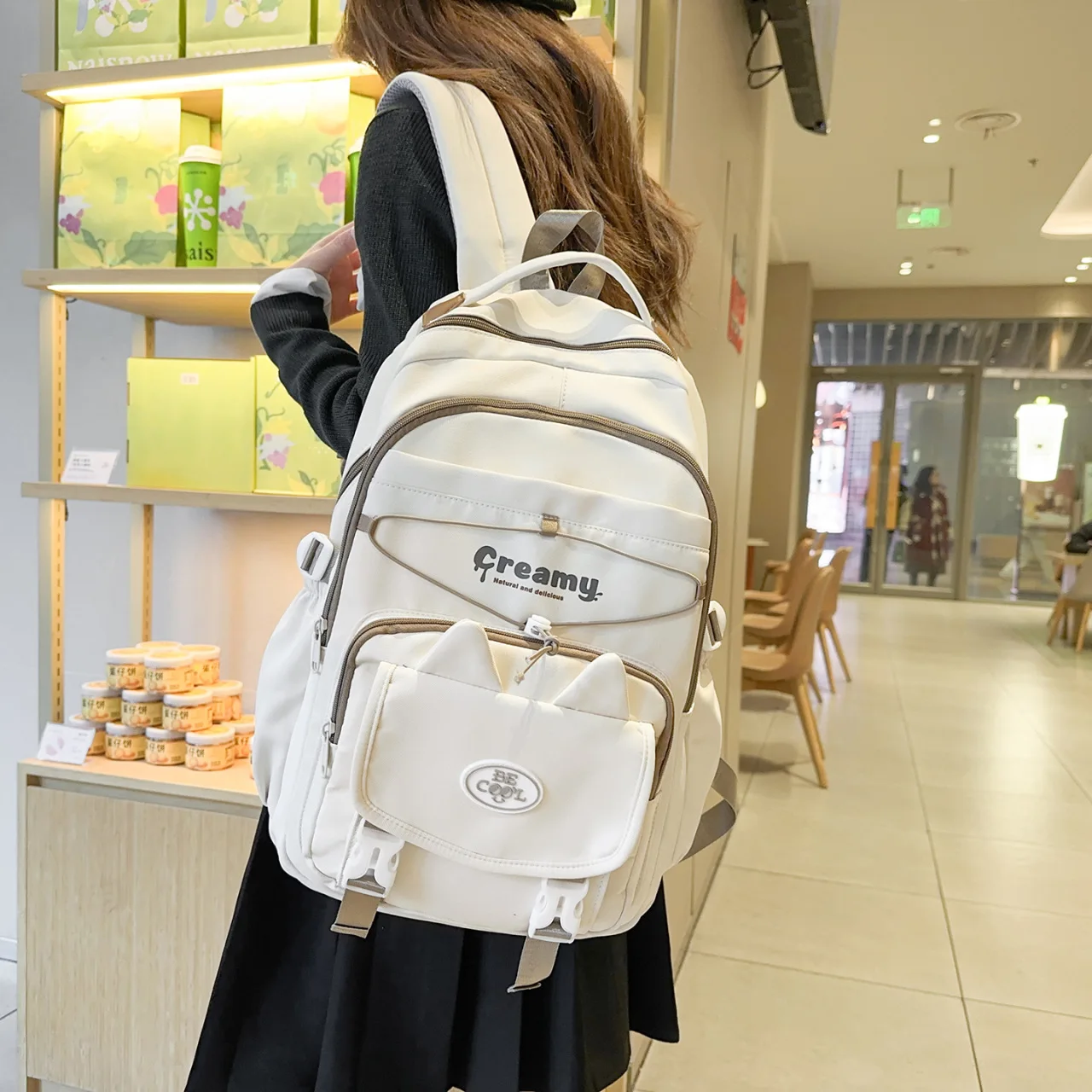 Korean Style Laptop Backpack for Middle High School & College Girls,Simple Travel Rucksack for Students, Lightweight Daypack