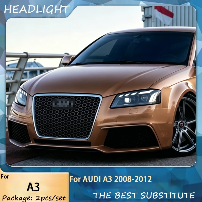 Car Head Lamps For Audi A3 2008-2012 Headlights Assembly Upgrade LED Blink Signal Light High Quality Plug and Play High Quality