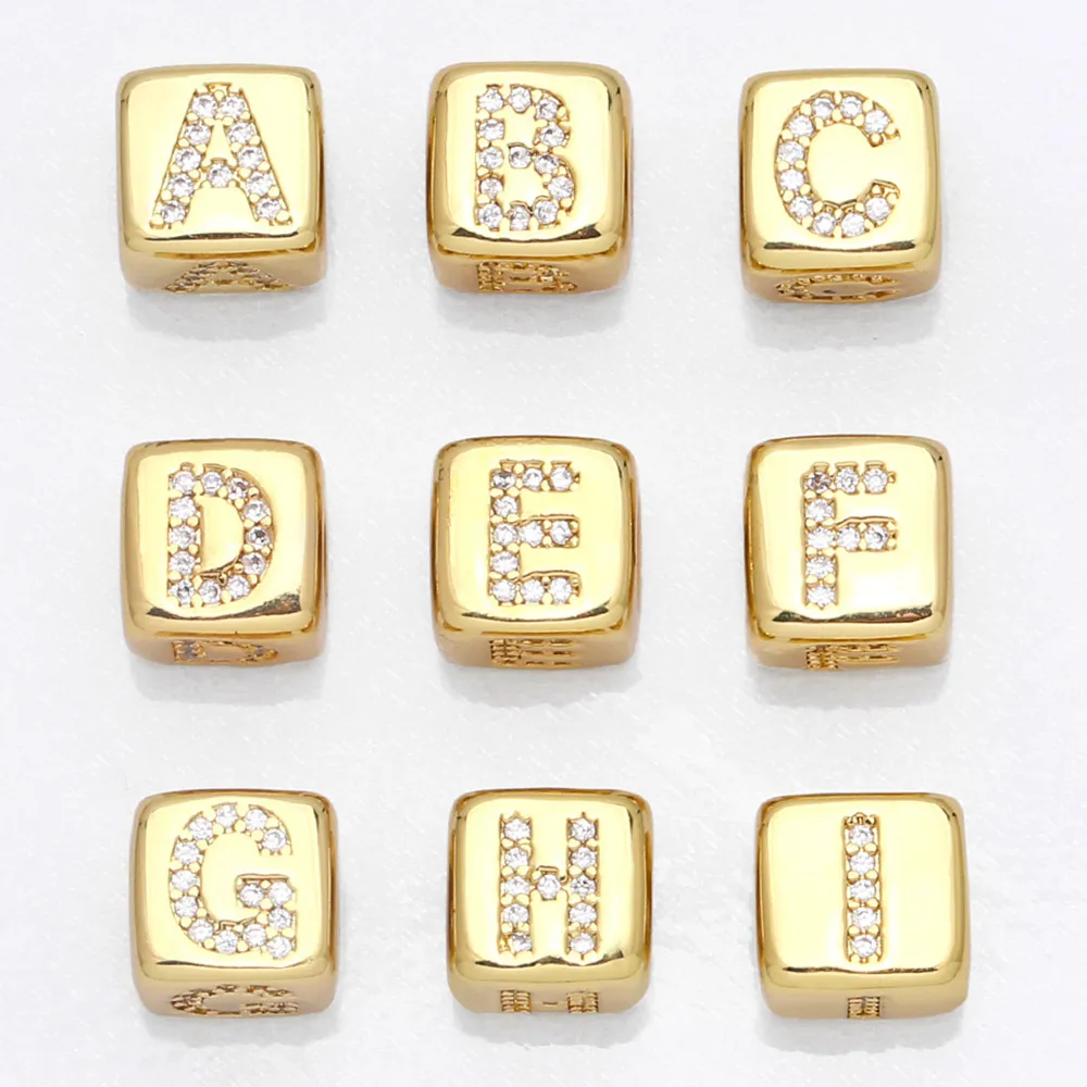 OCESRIO Mini Alphabet Letter Charms for Bracelets Gold Plated Copper Zircon Initial Pendant for Jewelry Making Supplier chma137