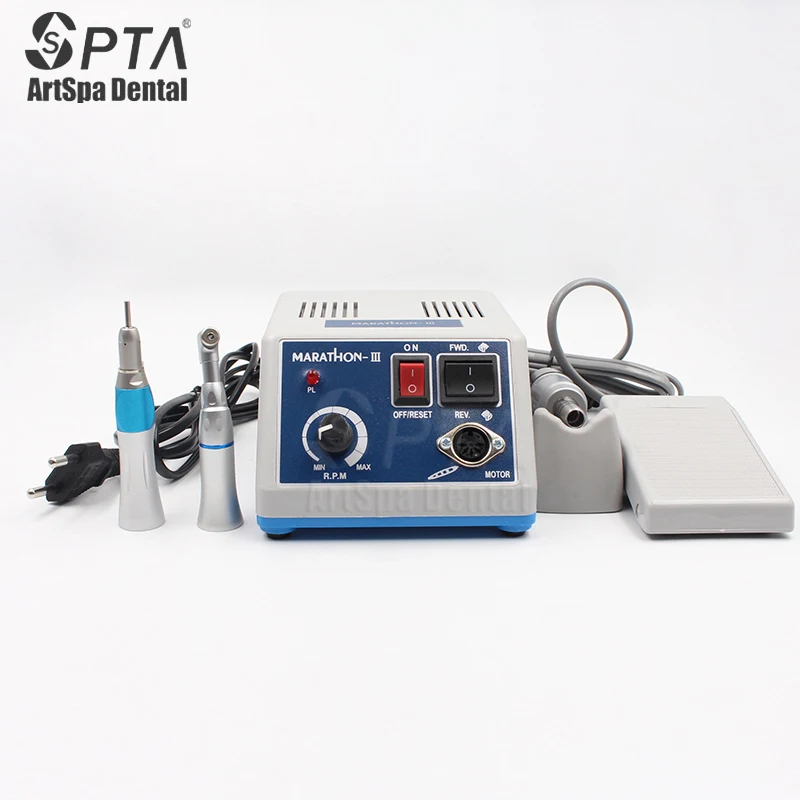 SPTA Dental Lab Micromotor Polisher Handpiece With Contra Angle & Straight Turbine SEAYANG MARATHON 3 Dentist Electric Motor