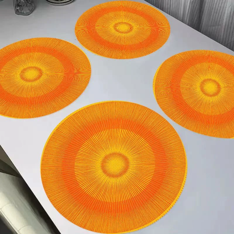 VIKAMA European Retro Round Linen Placemat Heat-Insulating And Wear-Resistant Dining Table Mat Dining Table Decoration