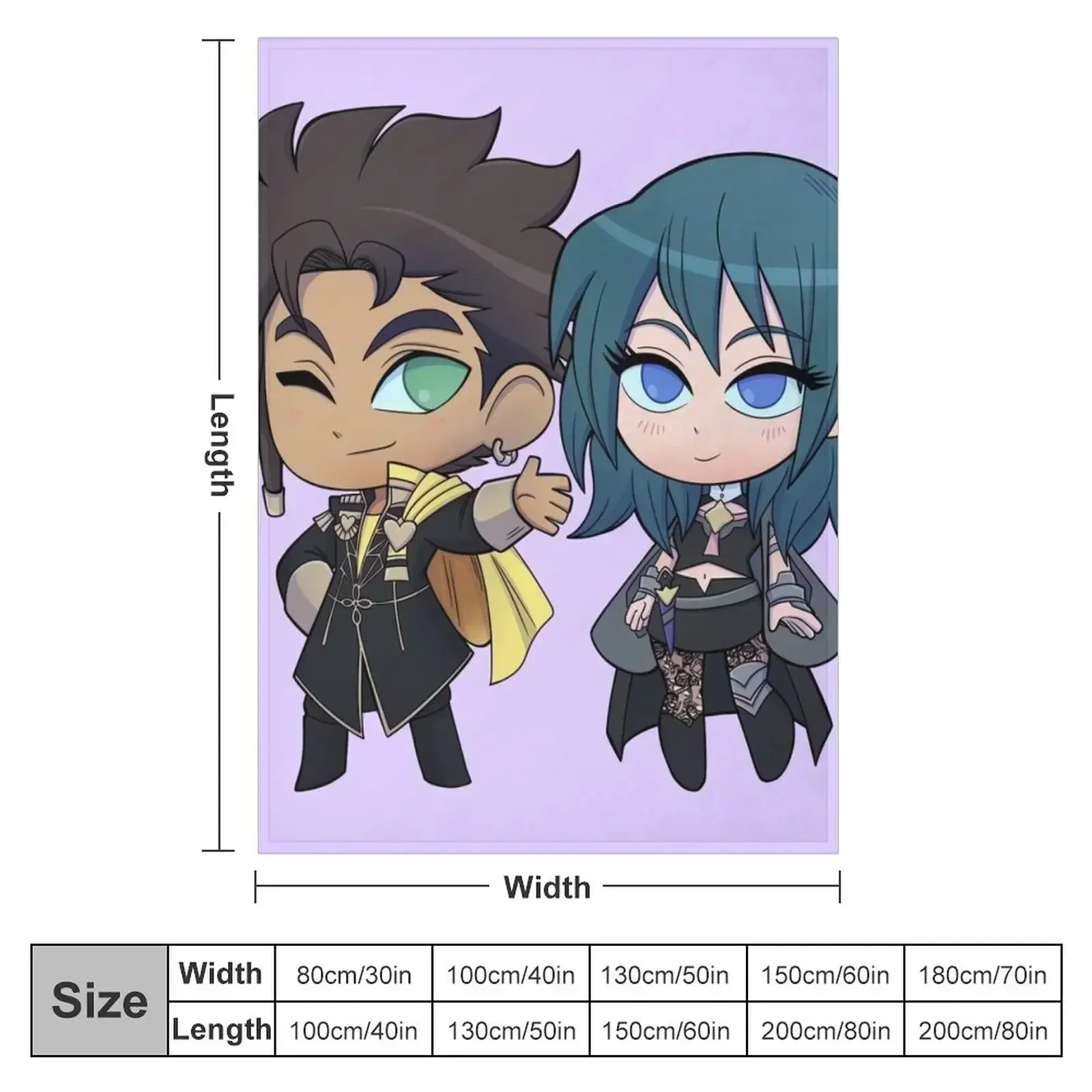 Byleth (F!Byleth) and Claude - Fire Emblem Three Houses - Chibi Cuties Throw Blanket