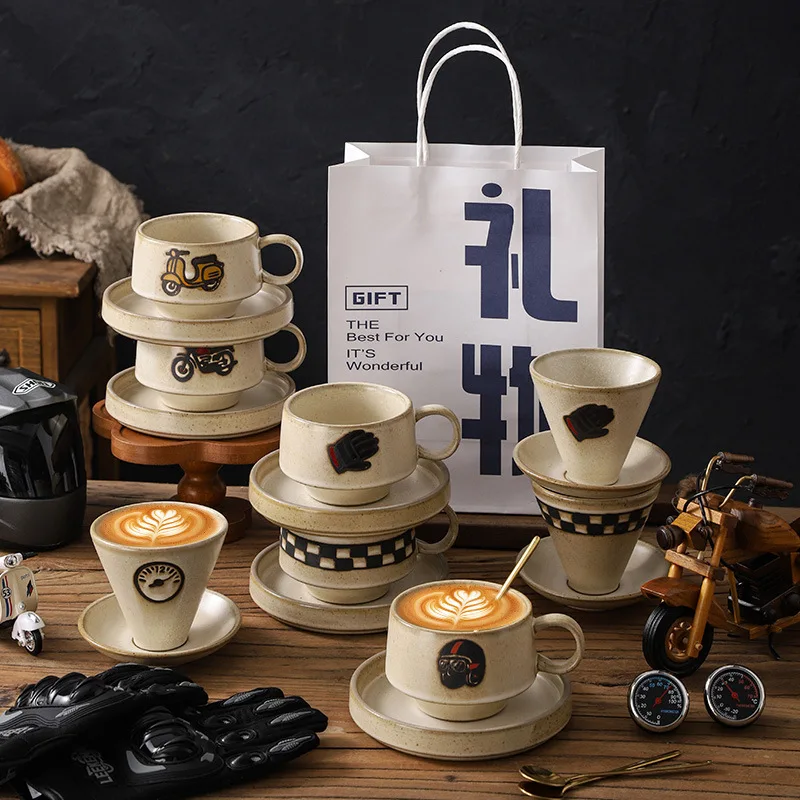 

Japanese Style Ceramic Mug and Saucer Set High Aesthetic Coffee Cup Creative Gift for Afternoon Tea