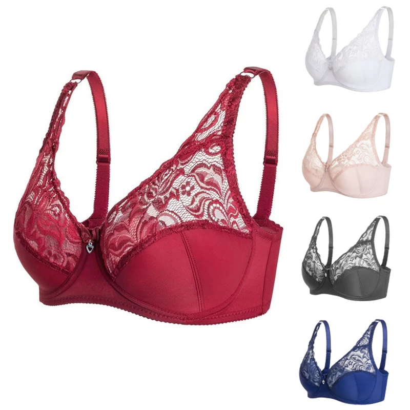 New Sexy Lace Plus Size Brassiere Ultrathin Transparent Brassiere C D Cup Big Size Women Bra Solid Lace Hollow Out Underwear