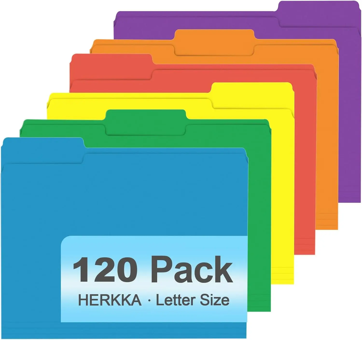 

120 Pack Colored File Folders with 1/3 Cut Tabs, Letter Size, Assorted Colors for Organizing Documents
