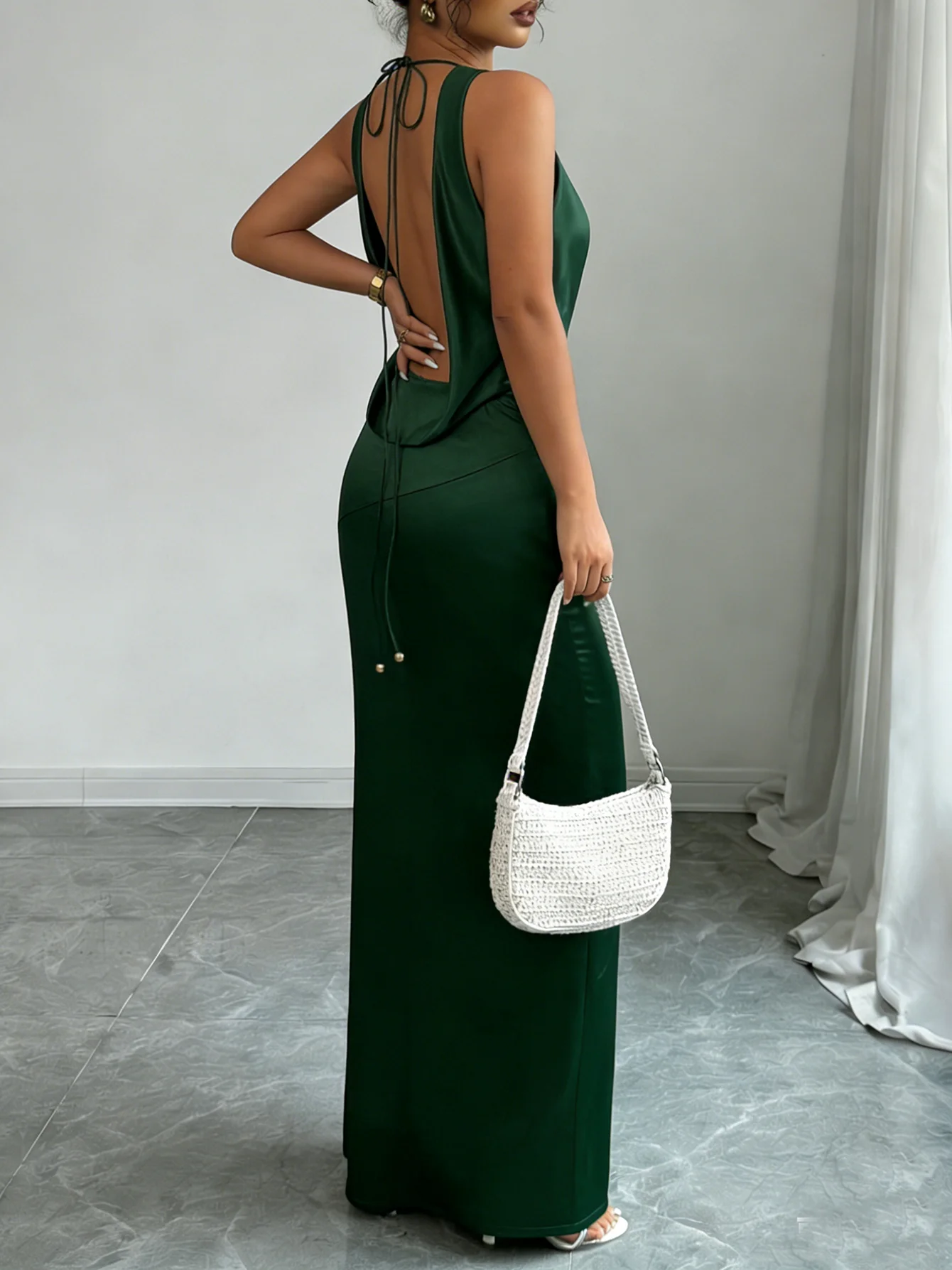 Satin Halter Neck Maxi Dress Satin Halter Neck Maxi Dress