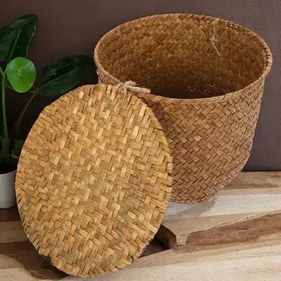 

Snack Storage Box Vanity Organizer Dressing Table Countertop Crate Seagrass Basket Decorative Baskets Shelves WovenBins