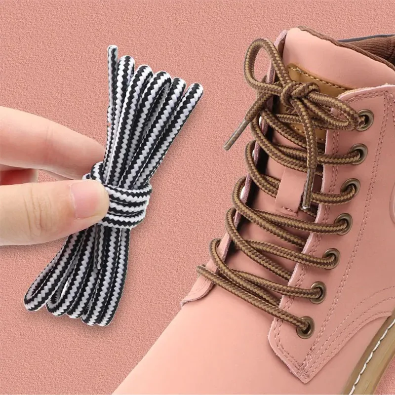 Striped Double Color Shoelaces Round Cotton Shoe Laces Outdoor Boots and Sneakers Shoelace 18 Color 70CM 90CM 120CM 150CM 1 Pair