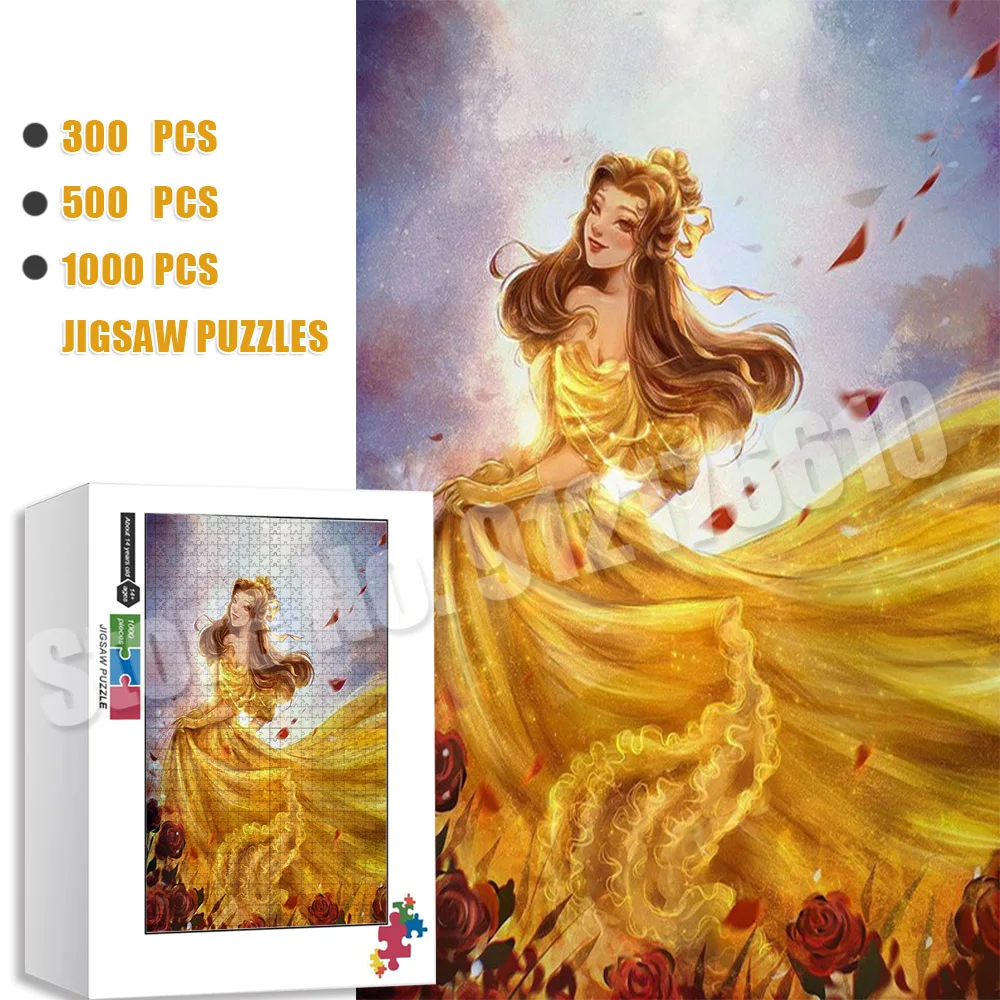 

Disney Belle Princess Jigsaw Puzzles 300/500/1000 Pcs for Adults and Kids Puzzles Beauty and The Beast Decompression Toys Gifts