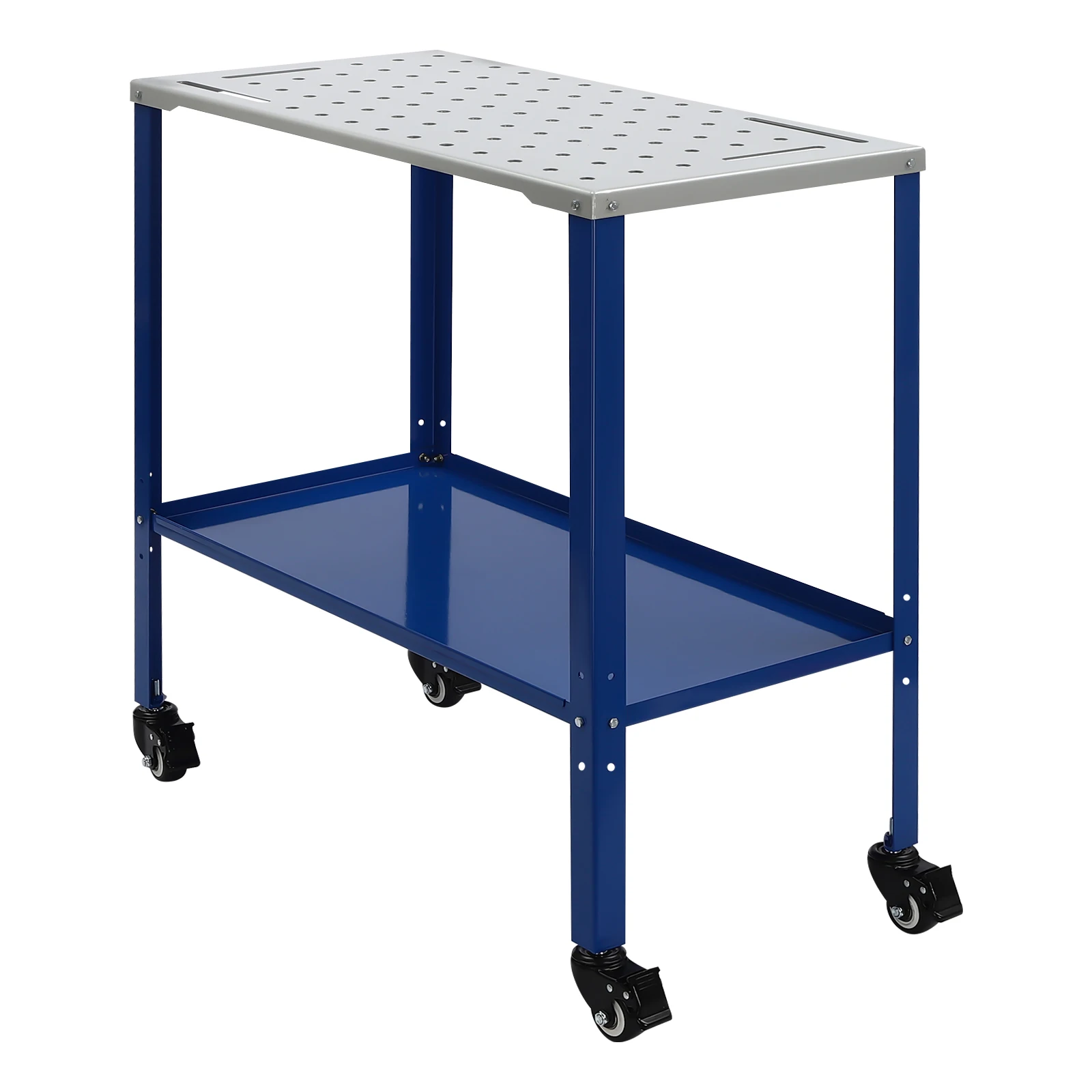 36\'\'×18\'\' Portable Welding Table Cart Workstation Workbrench with Holes on Top Blue/black