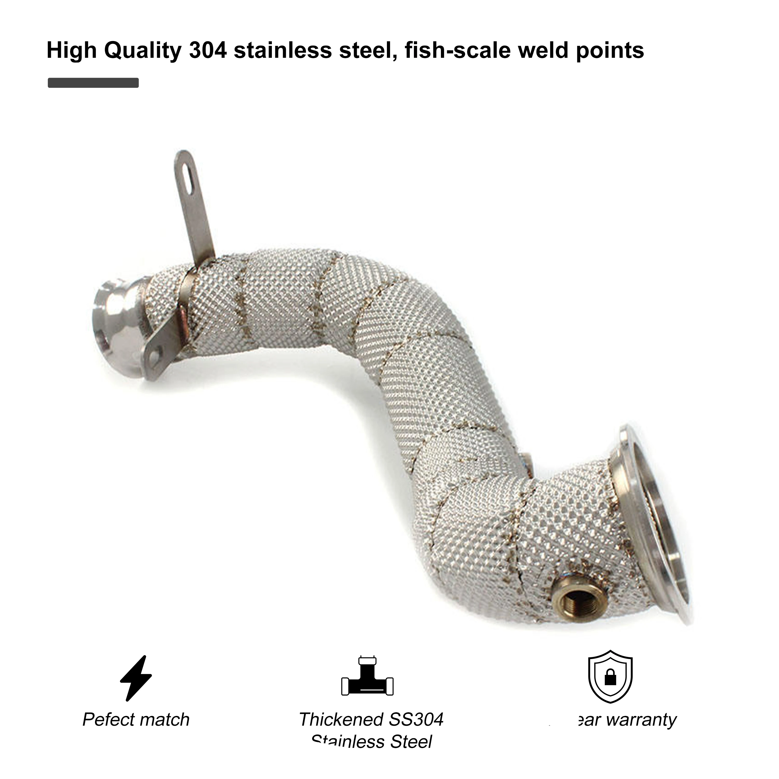 PRO Downpipe for Mercedes-Benz C200 C250 C300 W205 2015-2021High Flow Catted Downpipe Exhaust Downpipe