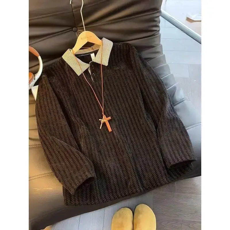Lightweight Casual Bubble ort Sve irt Men's irt Ethnic Vertical Stripes Texture Summer New Sle Loose Fit  Collar