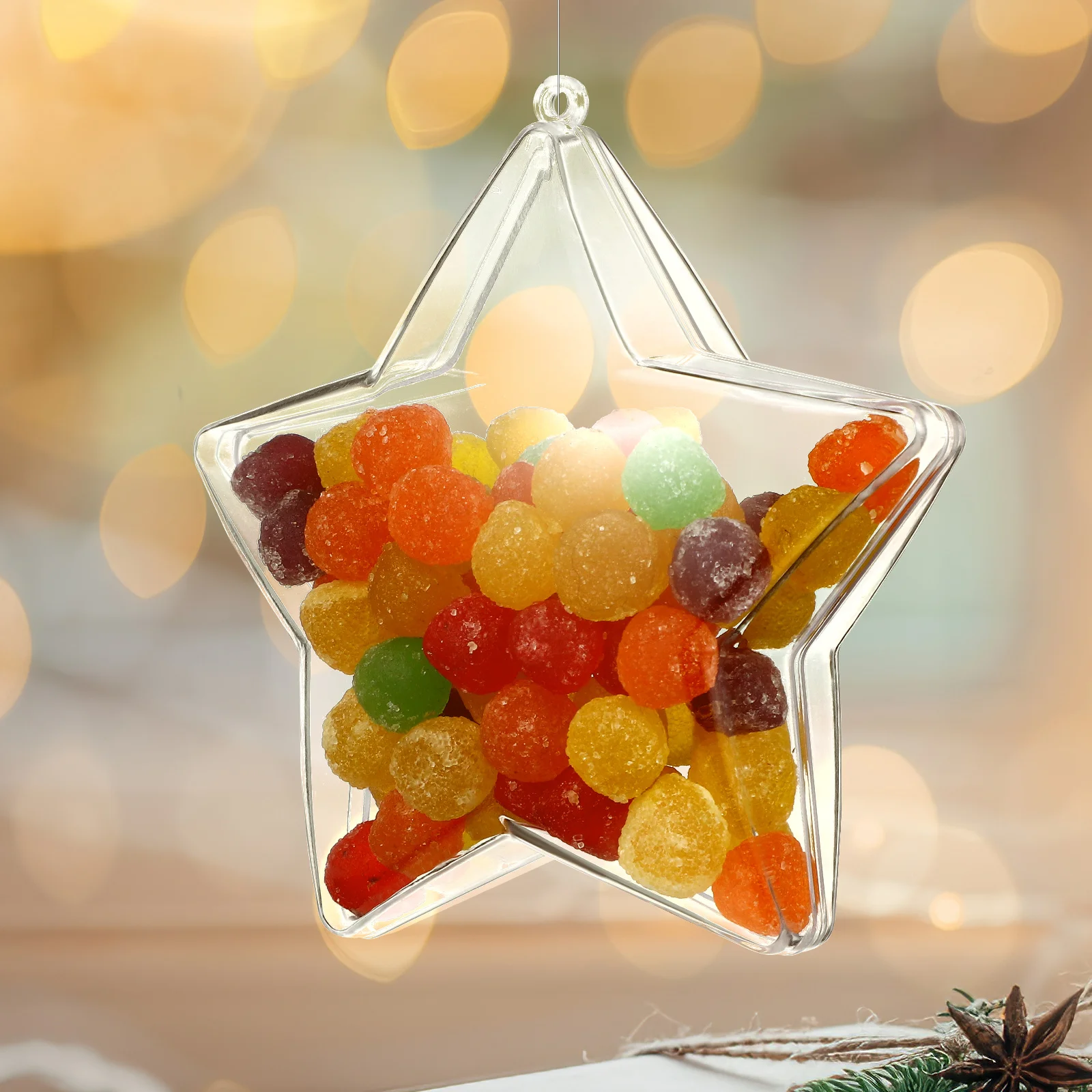 

20pcs Clear Fillable Star Ornaments Plastic Stars For Diy Christmas Wedding Party Decoration Hanging Crafts Home Decor