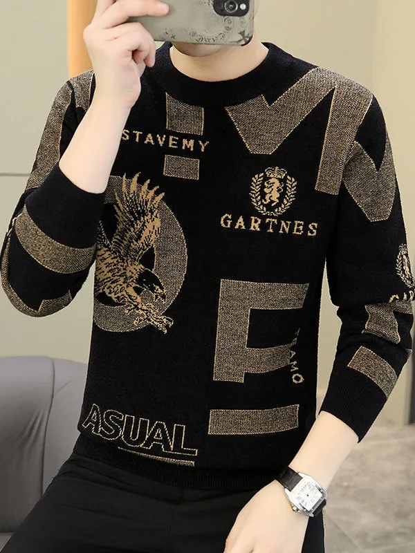 

Элитный мужской трикотажный джемпер с круглым вырезом, осенне-зимняя новинка, легкий люксовый базовый слой, модный городской стиль