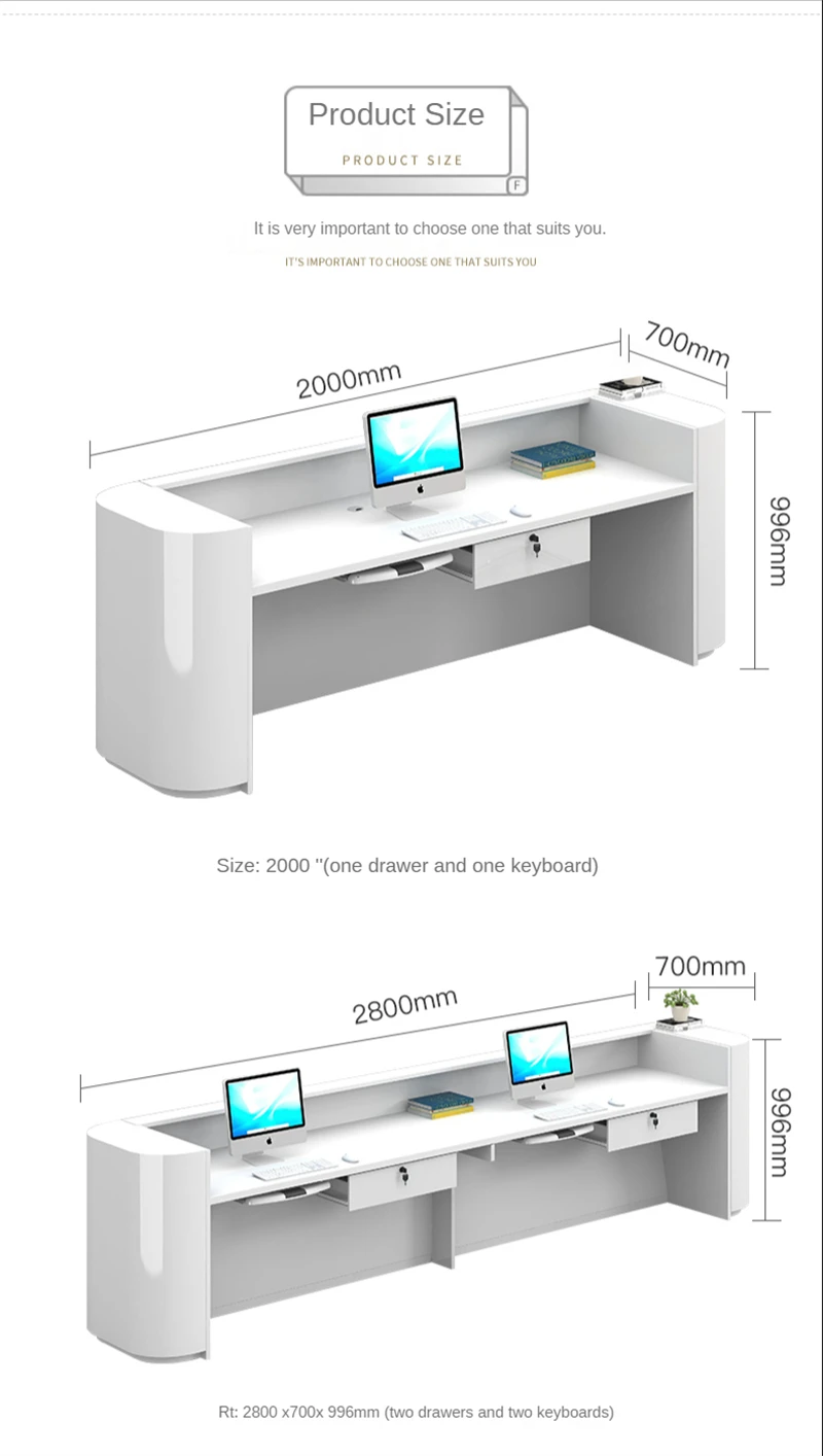 Modern Company Reception Table Luxury Office Furniture Front Desk Reception Counter Customized Reception Desk