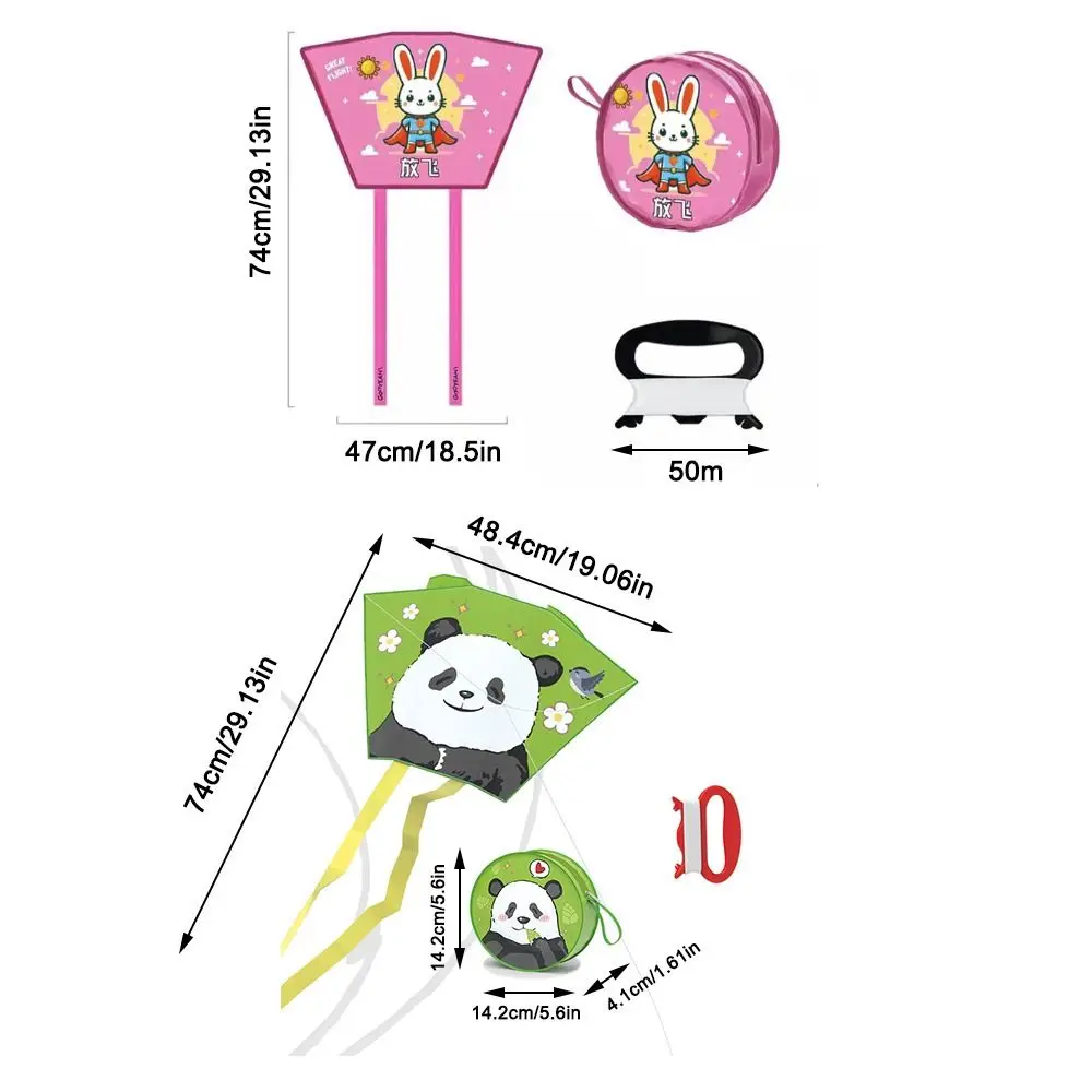 Spring Outing Pocket Kite Easy To Fly 50 Meter Kite Line Animal Wind Kites Family Trips Friends Game Foldable Kite