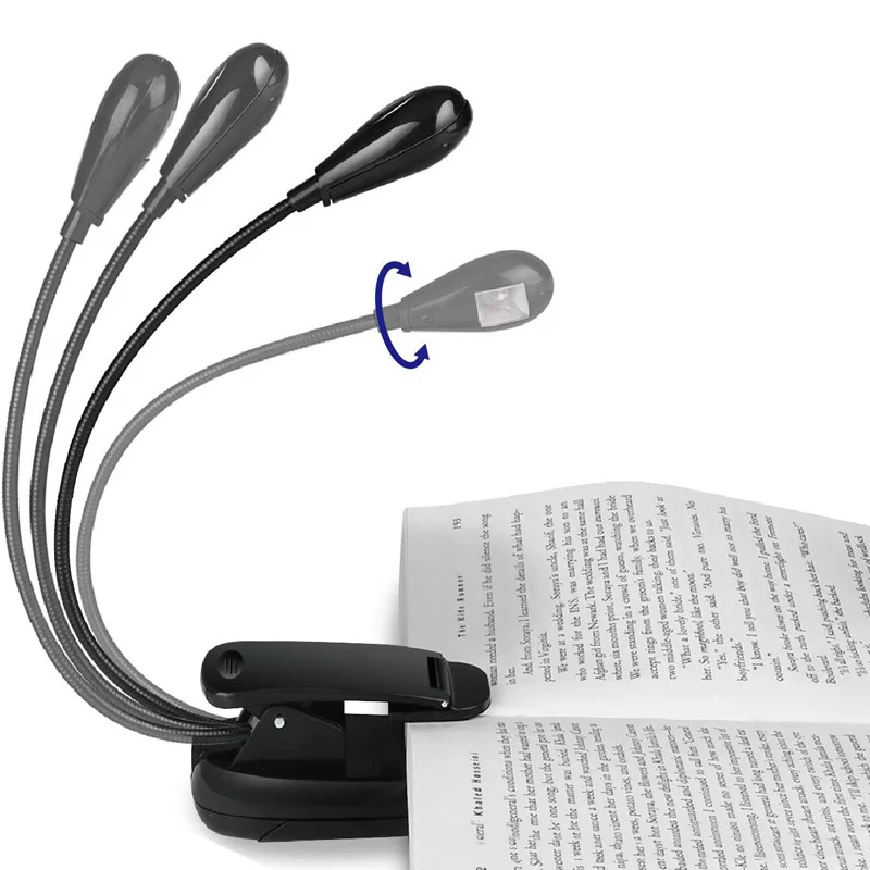 Hot Sale Black Clip- 2 Dual Arms 4 LED Flexible Book Music Stand Light Lamp Guitar Parts & Accessories